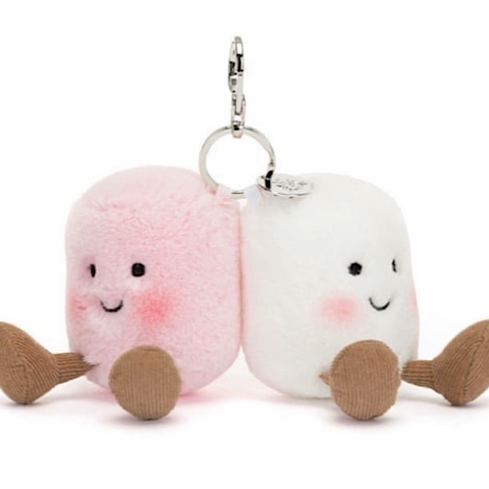 AUTHENTIC Jellycat Amuseables Pair Marshmallows Bag Charm Keychain Plush Toy - Picture 3 of 3